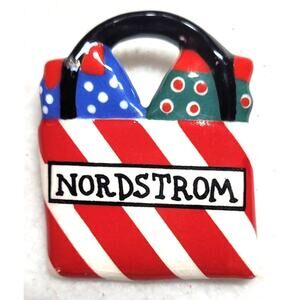 Vintage Flying Colors Ceramic Bag Nordstrom Brooch Pin Jewelry 80s 90s